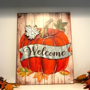 NWT Fall Pumpkin 20” Welcome Wood Sign